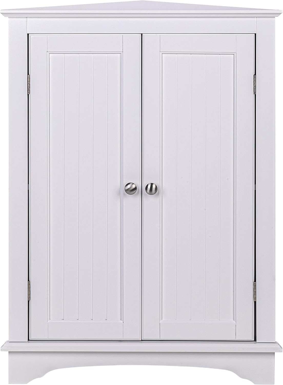 White Free-Standing Corner Cabinet with Two Doors and Shelves Q48577