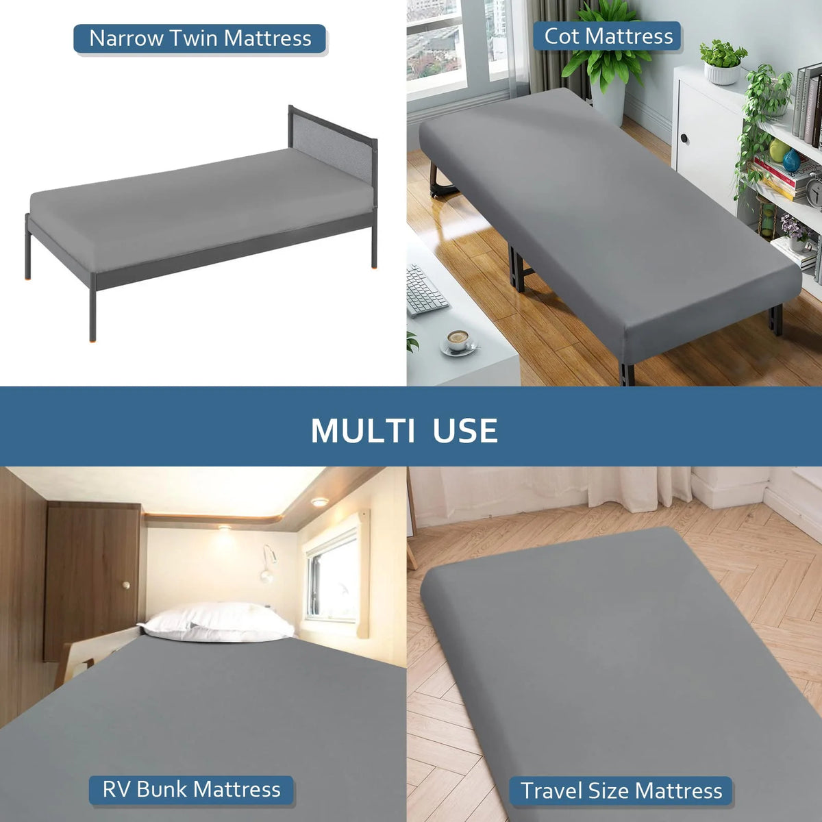 Gray Microfiber Cot Fitted Sheet 31x75 Inches D68980