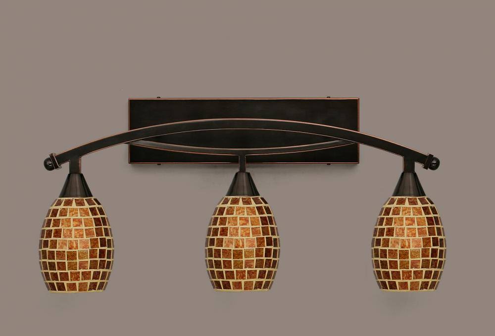 Three Light Bath Bar with Copper Mosaic Glass U893921