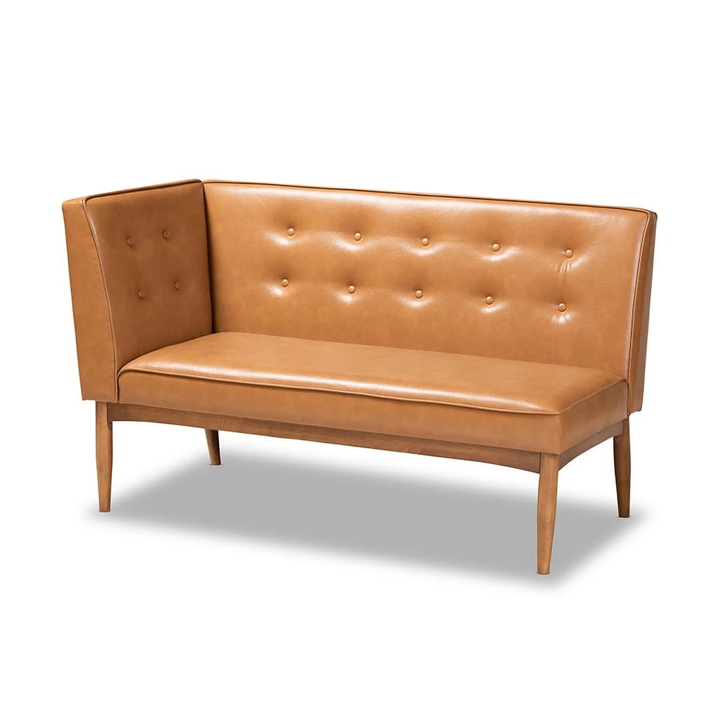 Tan Faux Leather 2-Piece Wood Dining Nook D494