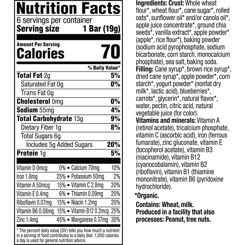 Blueberry 0.67 oz Snack Bars 6 Count 8 Pack Z566