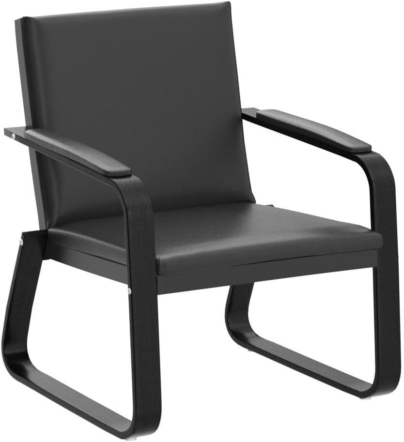 Black PU Leather Waiting Room Chair With Armrest O1400
