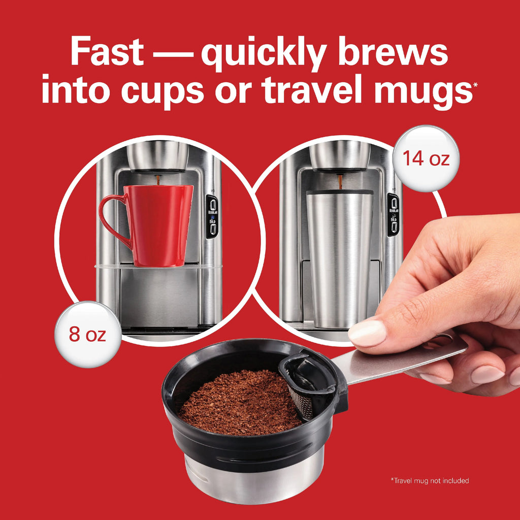Single-Serve Coffee Maker, 14 oz., Stainless Steel G837