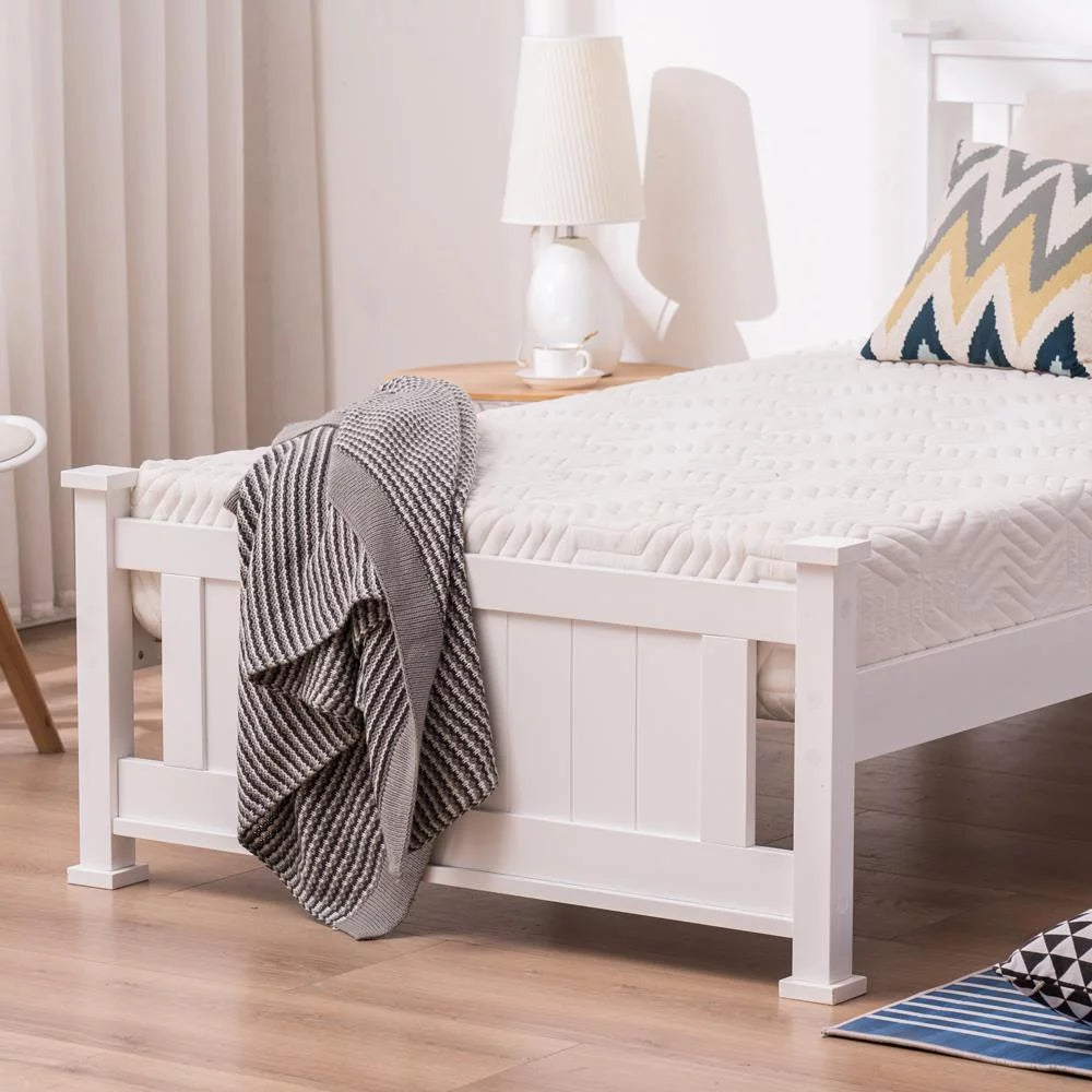 Gray Solid Pine Wood Twin Bed Frame with Headboard X55896