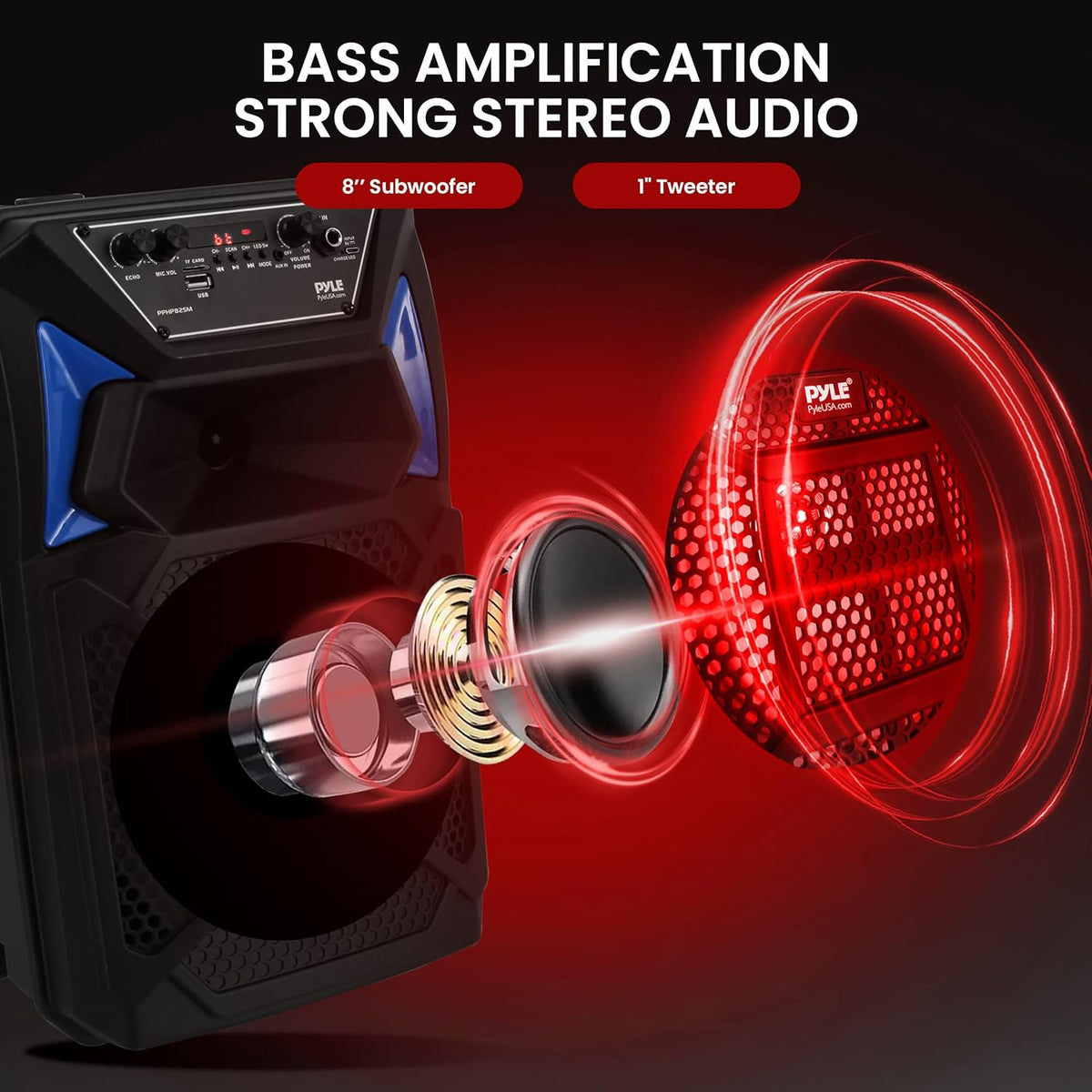 400W Portable Bluetooth PA Speaker System with Microphone and Rolling Wheels X476768