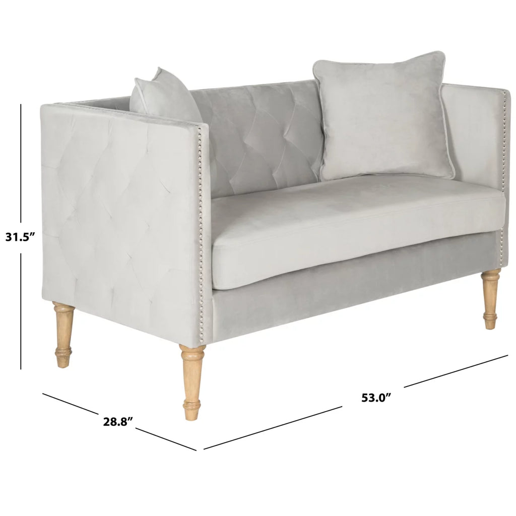 Grey Tufted Settee With Pillows U898878