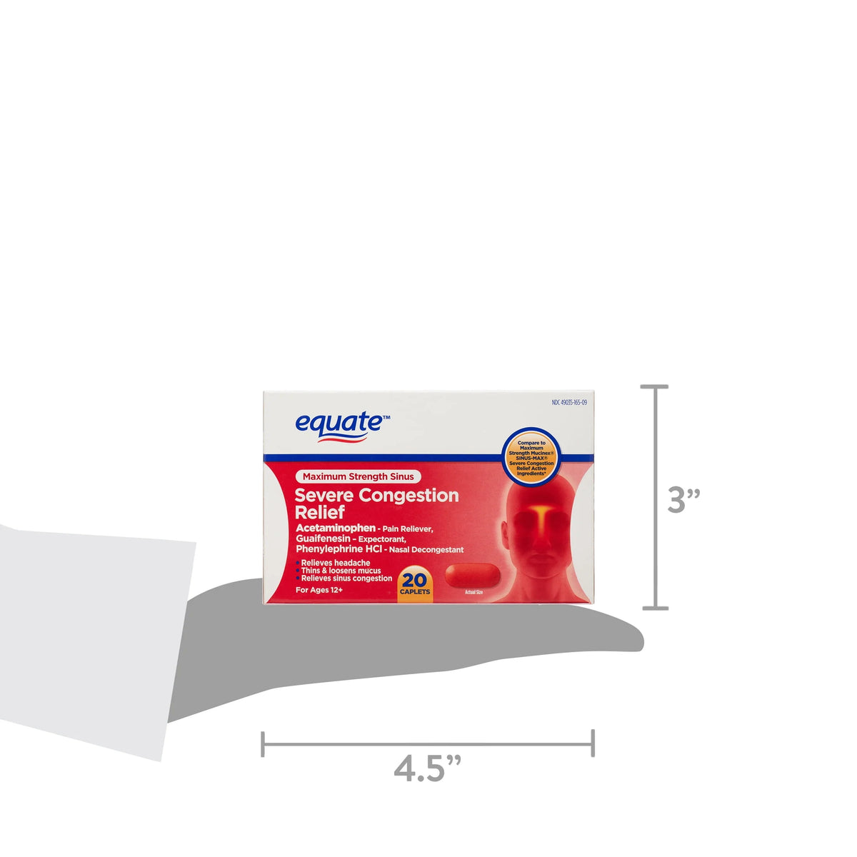 Maximum Strength Sinus Severe Congestion Relief Caplets, 20 Count S82794