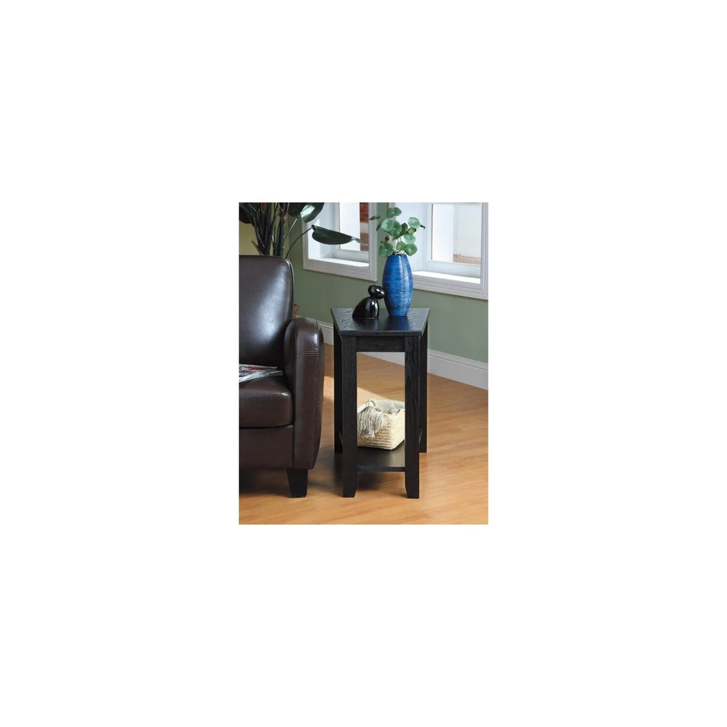 Wood Wedged Chair Side Table with Bottom Shelf O295629