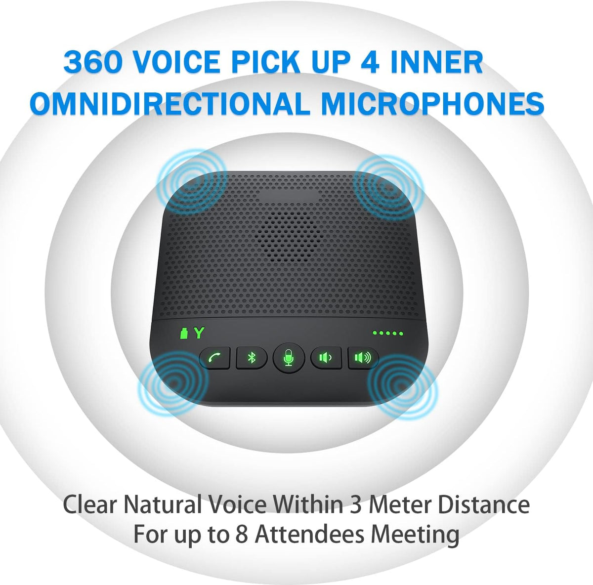 Bluetooth Speakerphone with 4 Microphones, Portable USB Conference Microphone, Pack of 2 E591411