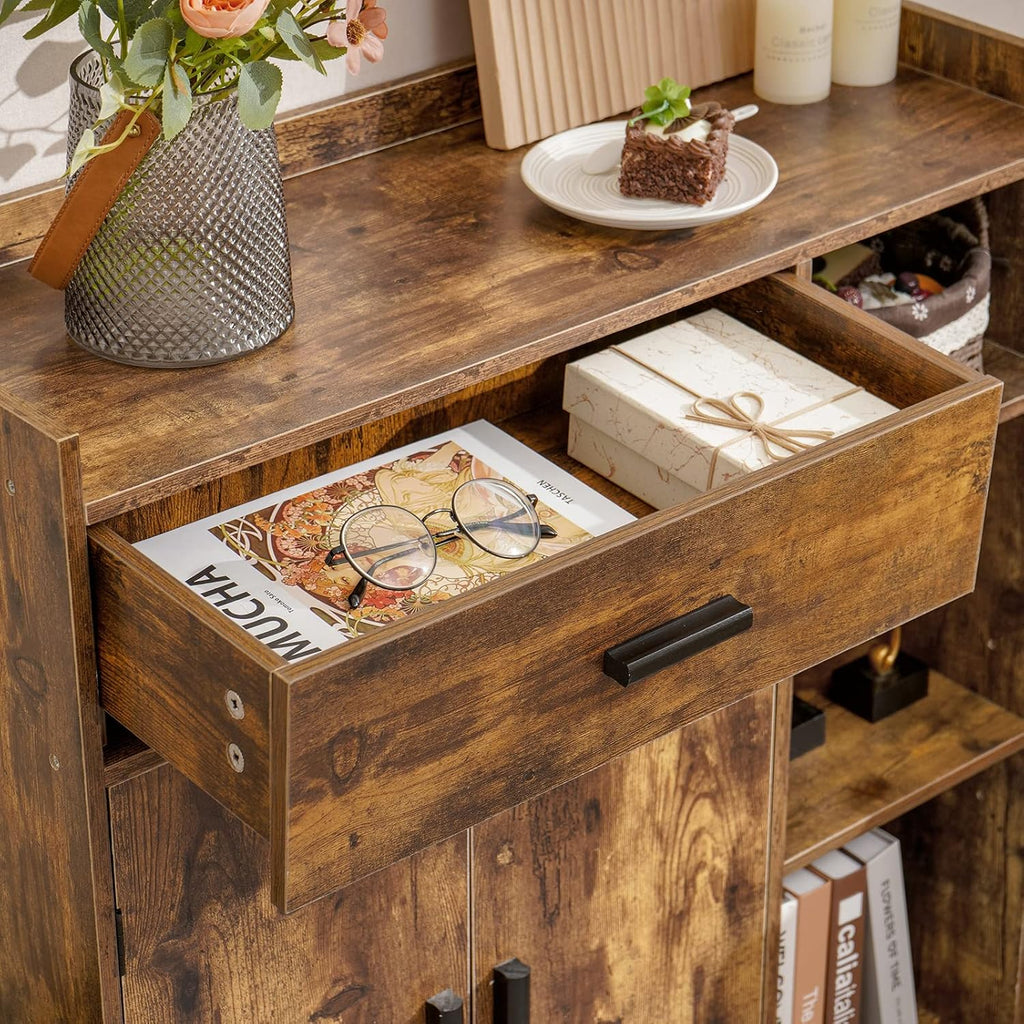 Rustic Brown Storage Cabinet with 1 Drawer 2 Doors 3 Shelves S156201