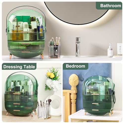 White Makeup Organizer with Lid and Drawers D304183