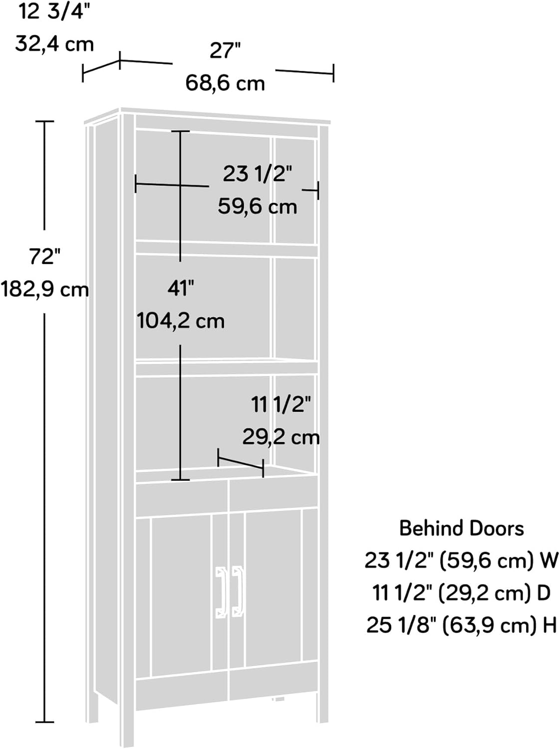 Khaki Pine Finish Bookcase with Doors L899680