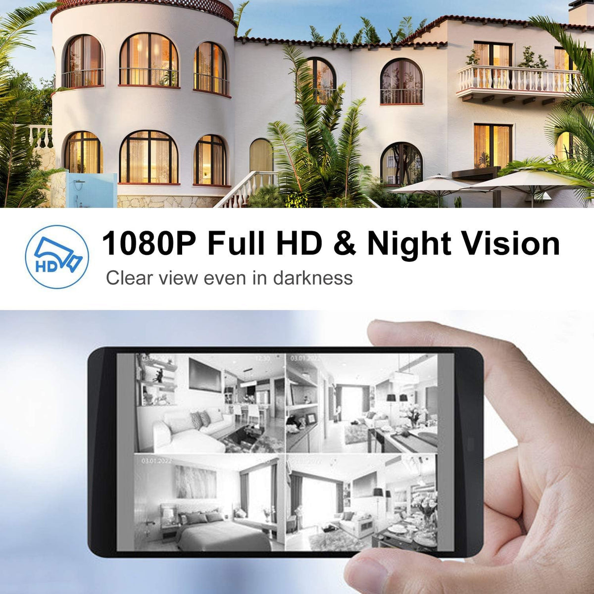 WiFi Video Doorbell Camera 1080P HD Night Vision IP65 Waterproof K9364