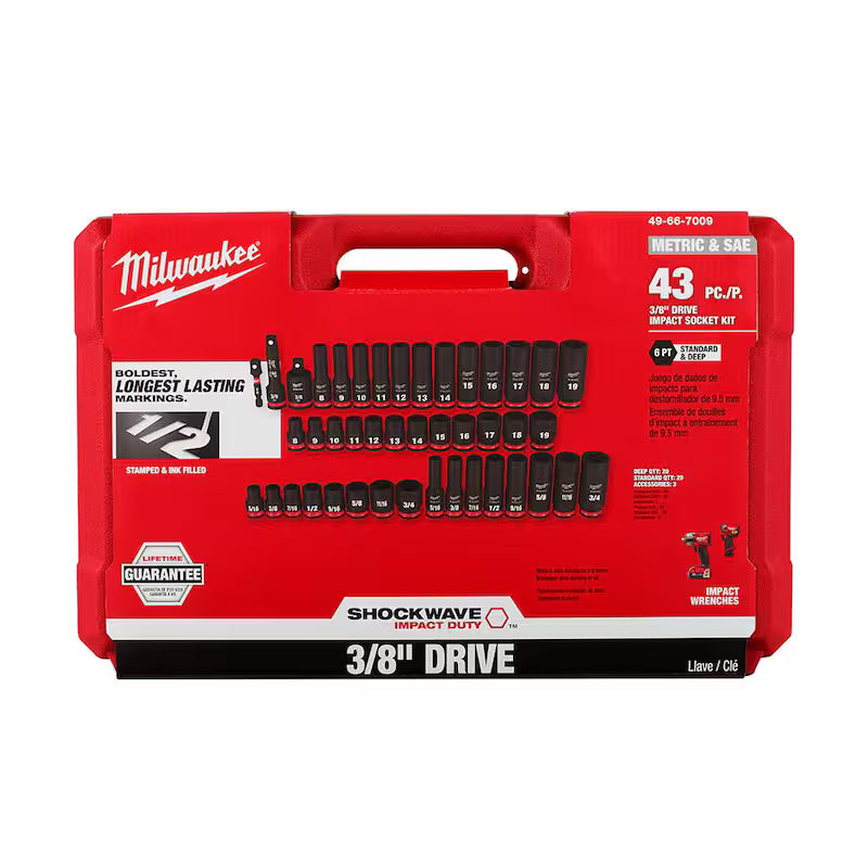 12V Brushless Cordless 3/8 in. Impact Wrench Kit with 43-Piece Socket Set J579