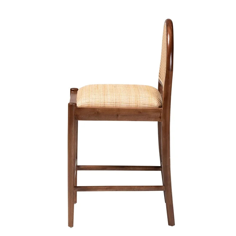 Natural Rattan and Acacia Wood Counter Stool K762