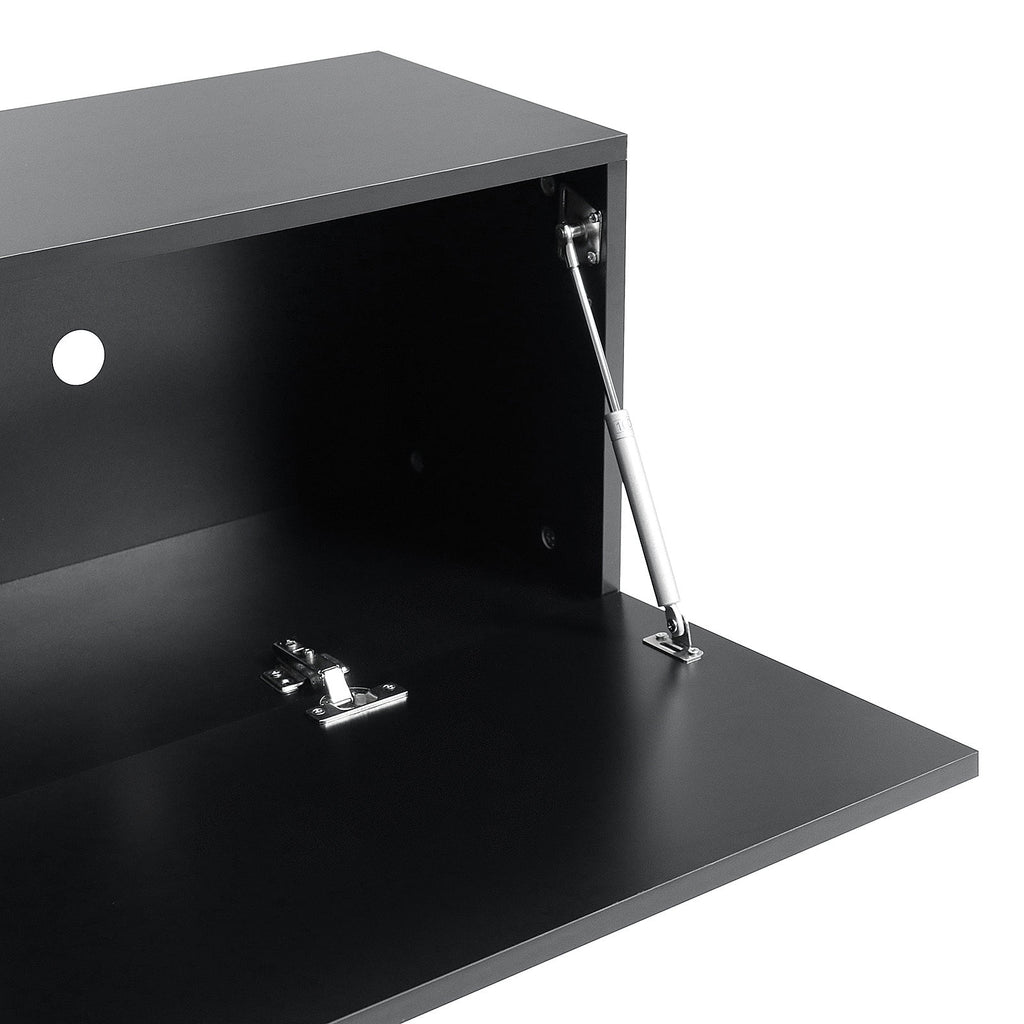 White Floating TV Stand with LED Lights and Storage R78594