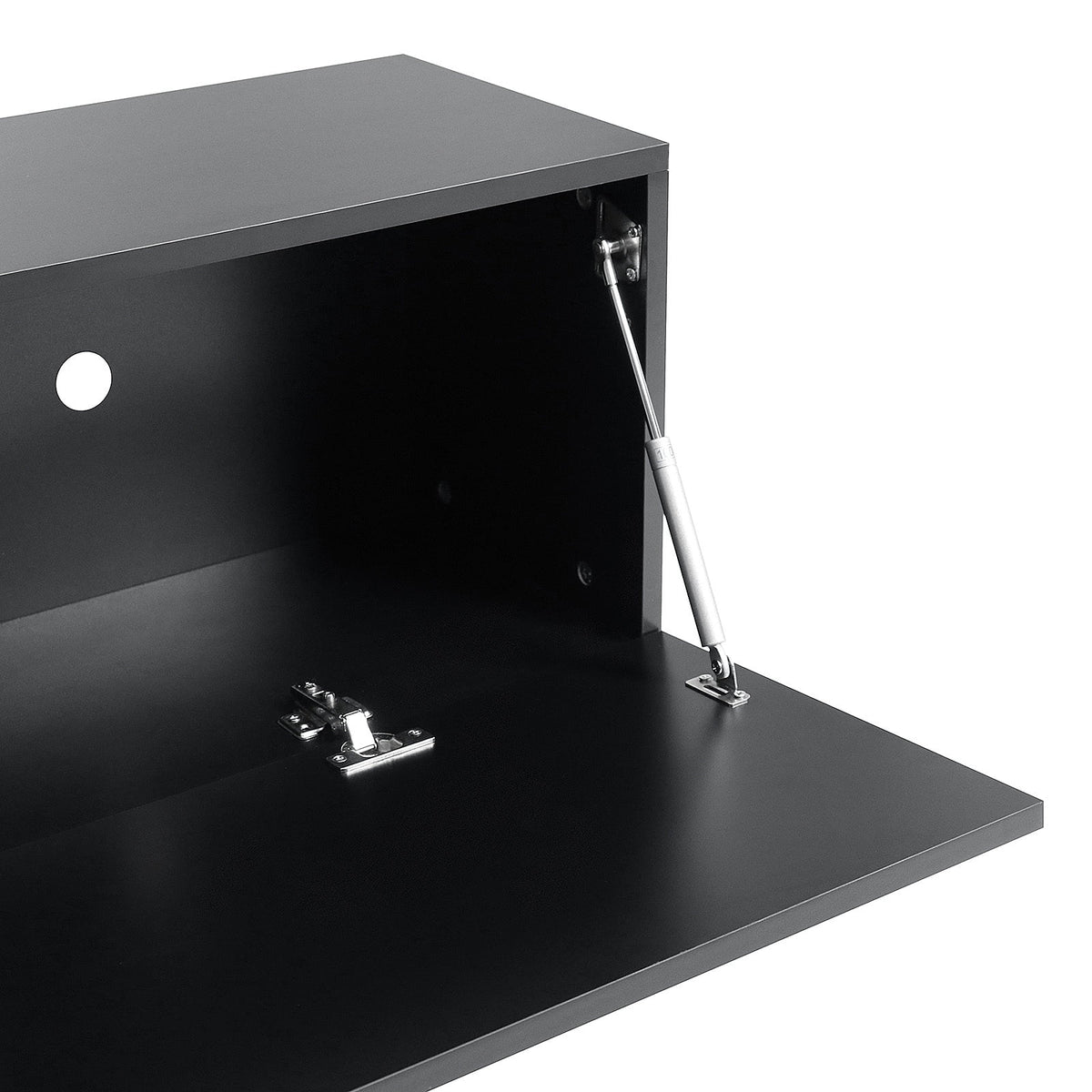 White Floating TV Stand with LED Lights and Storage R78594