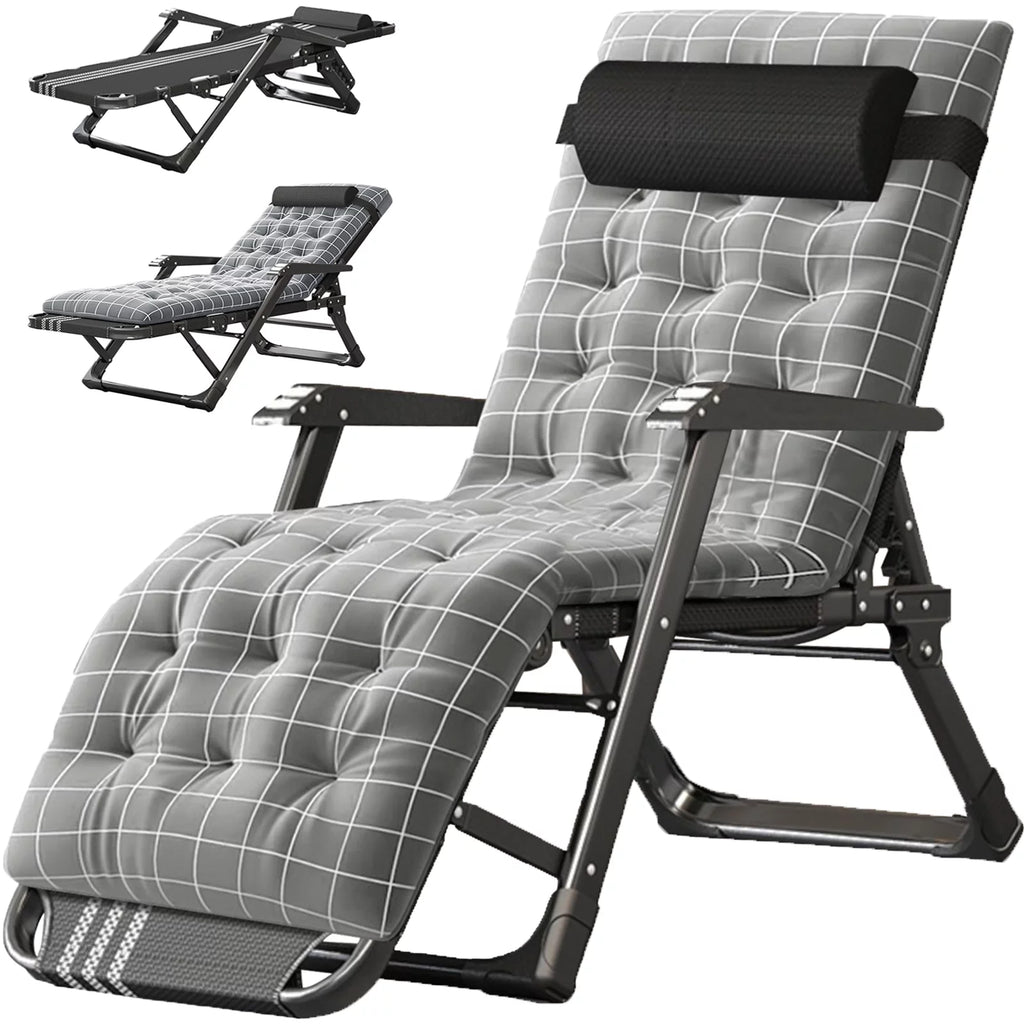 Gray Adjustable Folding Lounge Chair with Pillow G4253