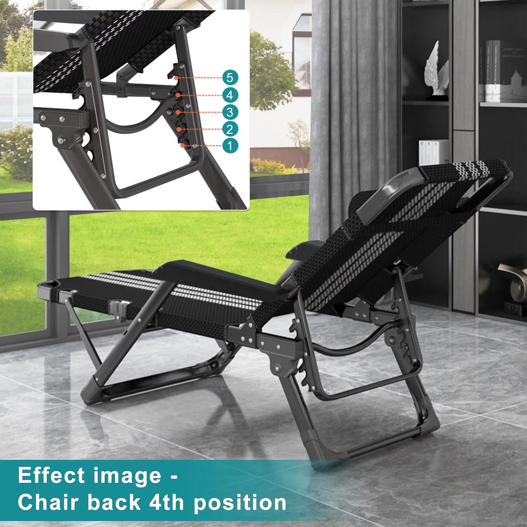 Gray Adjustable Folding Lounge Chair with Pillow G4253