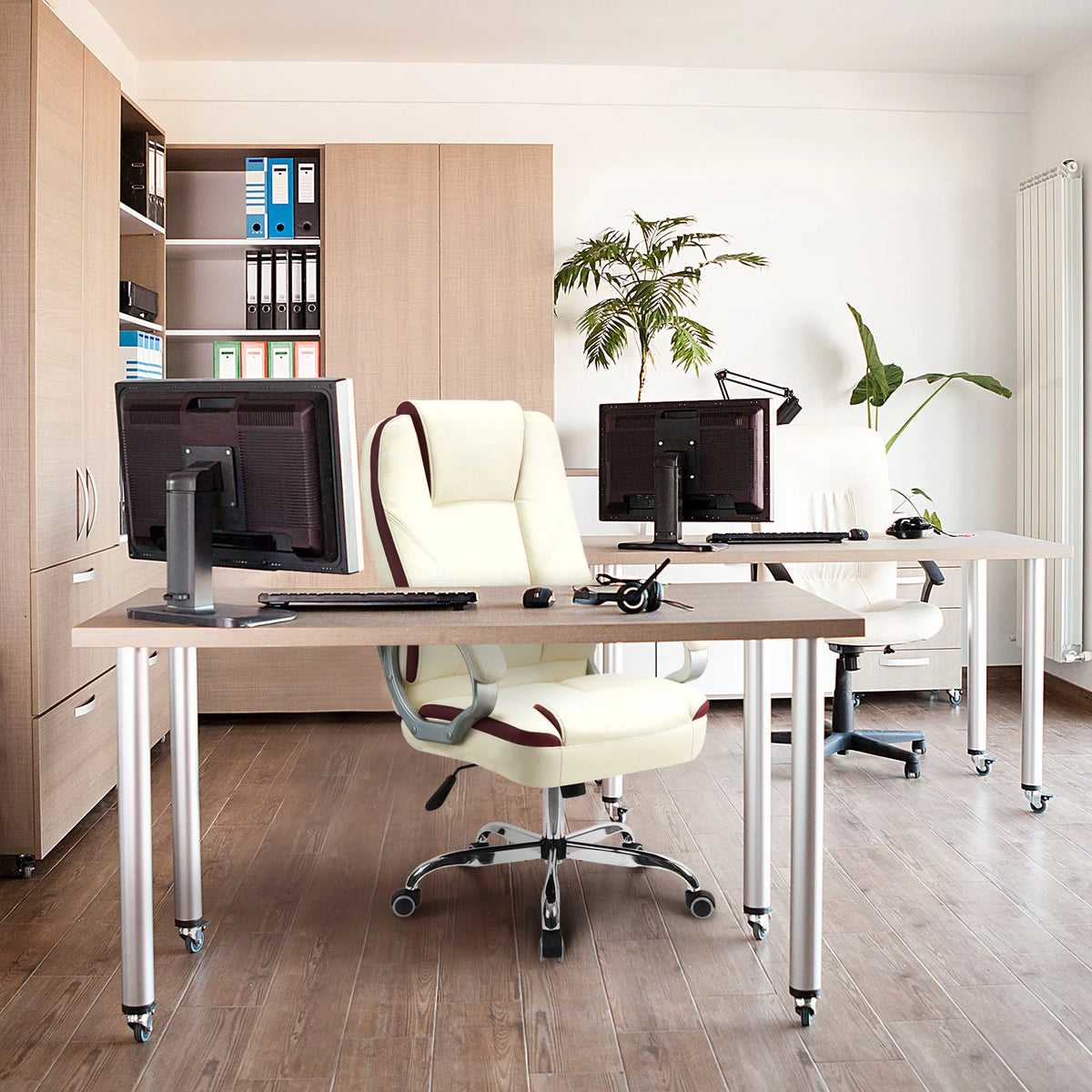 Ivory Ergonomic High Back Leather Office Chair B731