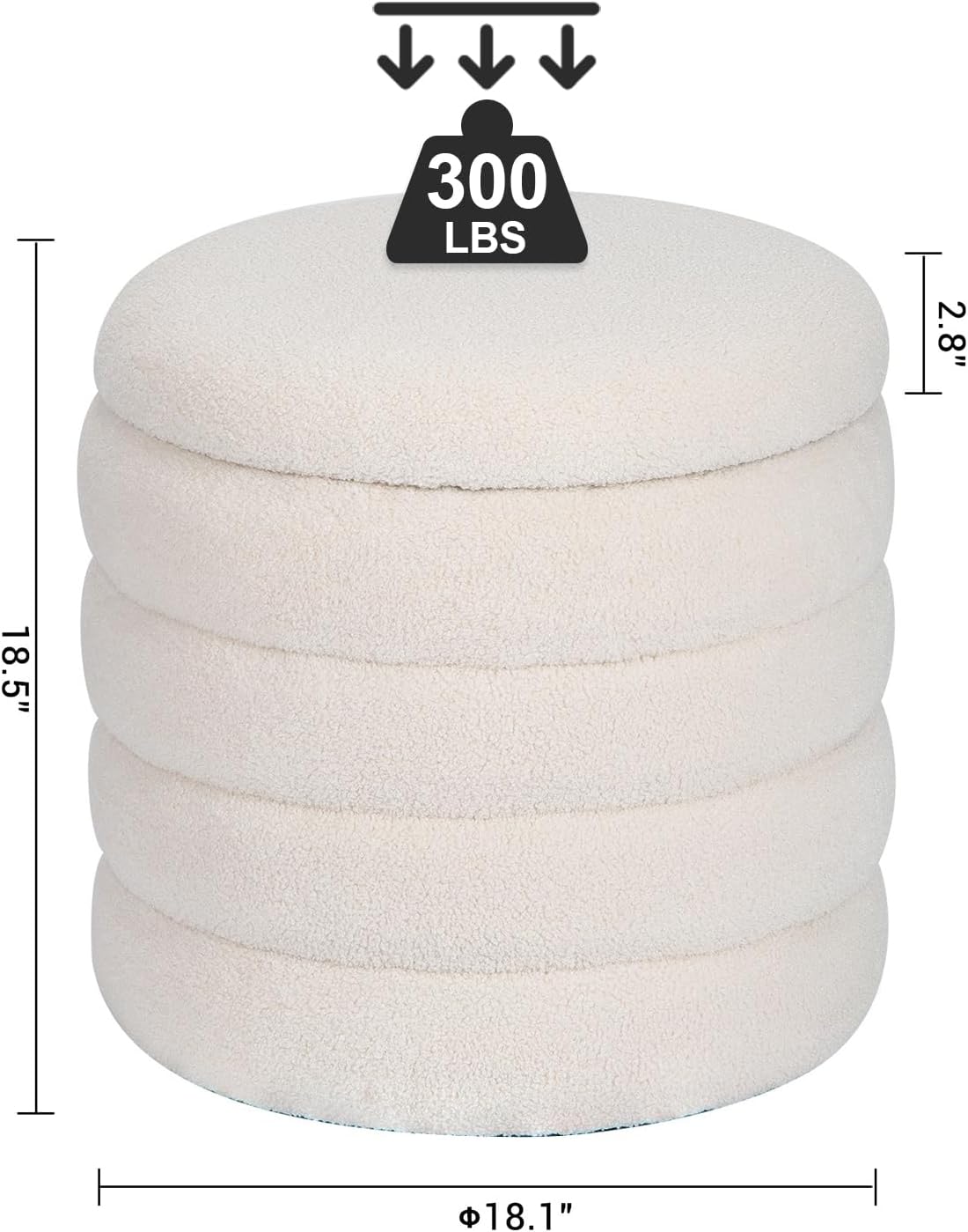 White Round Upholstered Ottoman E145901