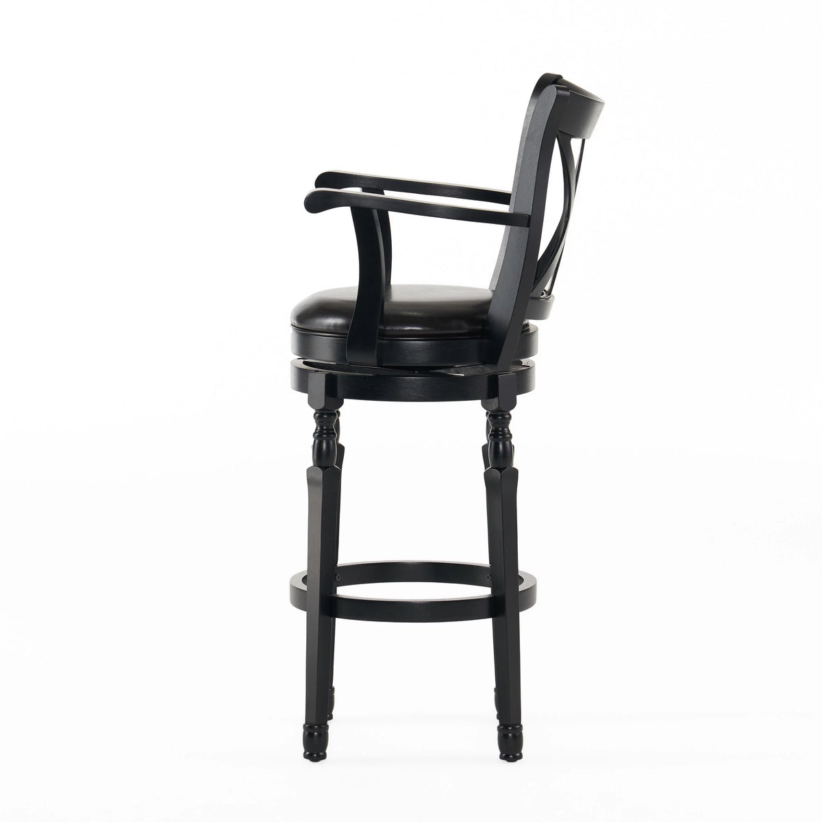 Black Bonded Leather Swivel Barstool G925