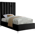 Solid Wood and Velvet Twin Bed in Black O22276