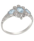 14k White Gold Aquamarine & Diamond Womens Ring E967063