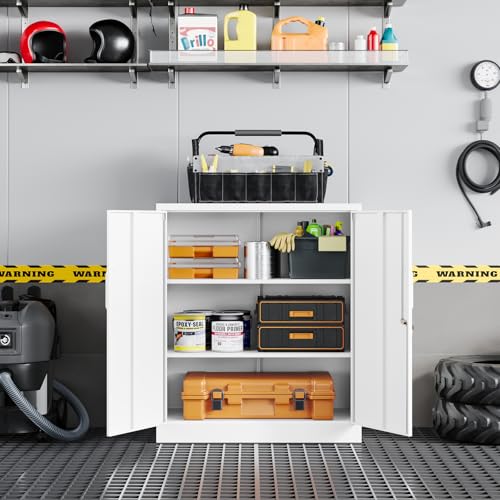 Metal Garage Storage Cabinet with 2 Doors and 2 Adjustable Shelves I575