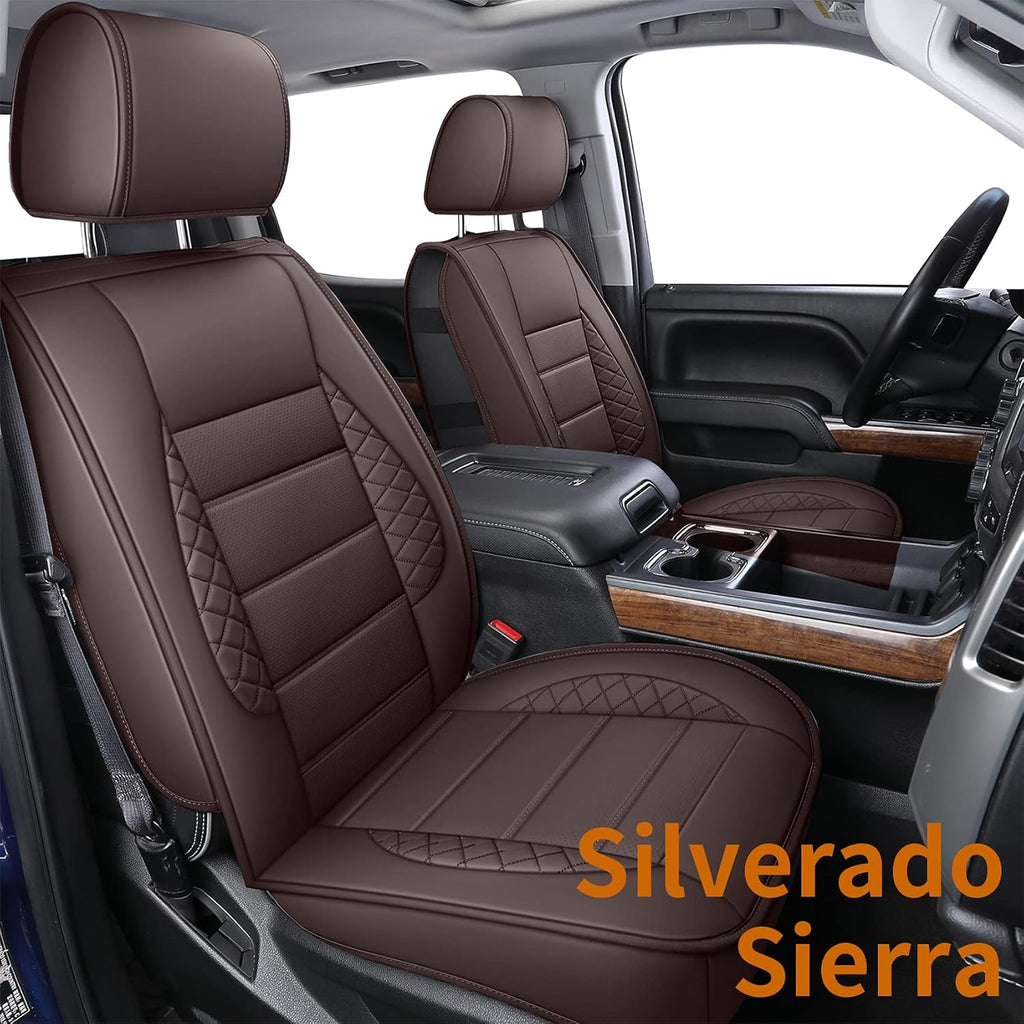 Brown Faux Leather Seat Covers with Center Console Cover V693