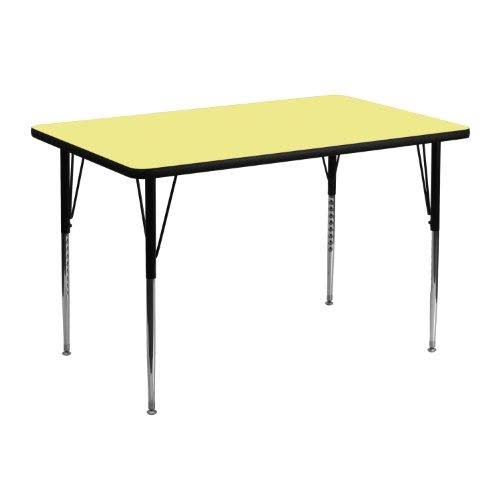 Rectangular Yellow Thermal Laminate Activity Table with Adjustable Legs K81682