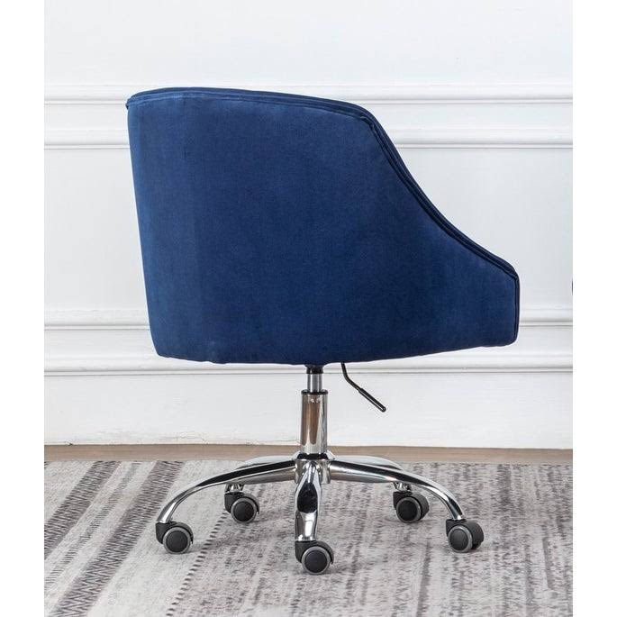 Cream Velvet Swivel Task Chair with Silver Base L77642