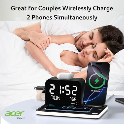 7-in-1 Wireless Charging Station with Adjustable Brightness Night Light F8411