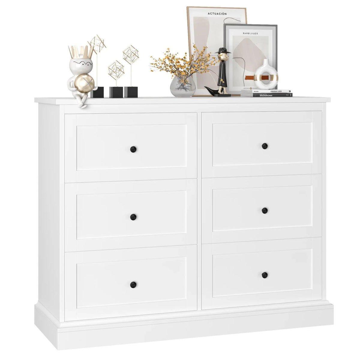 White 6 Drawer Wood Dresser X6134