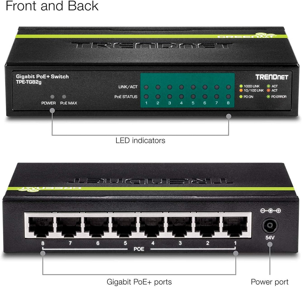 8-Port Gigabit PoE+ Switch, Black B657387