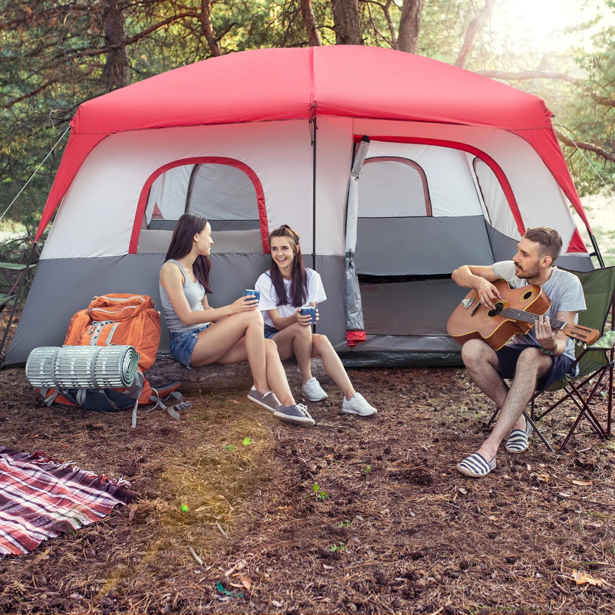14 People Waterproof Windproof Camping Tent with 2 Doors X82210
