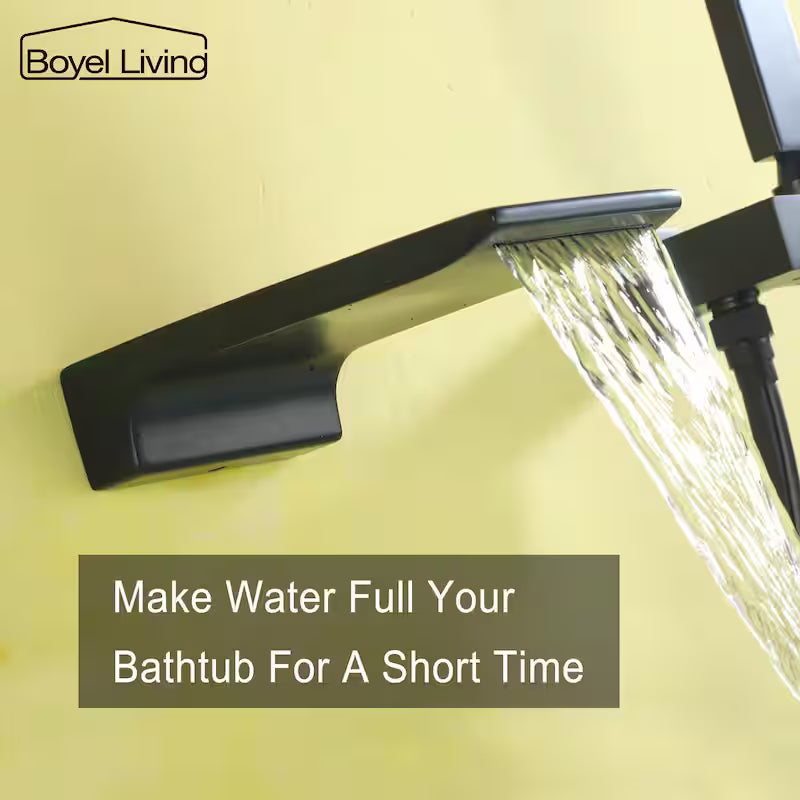 Wall Mount Roman Tub Faucet with Hand Shower Matte Black C6874