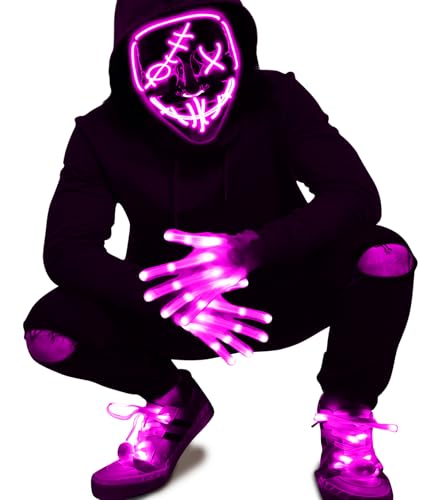 Halloween LED Mask Light Up Gloves and Glow Shoelaces O999588