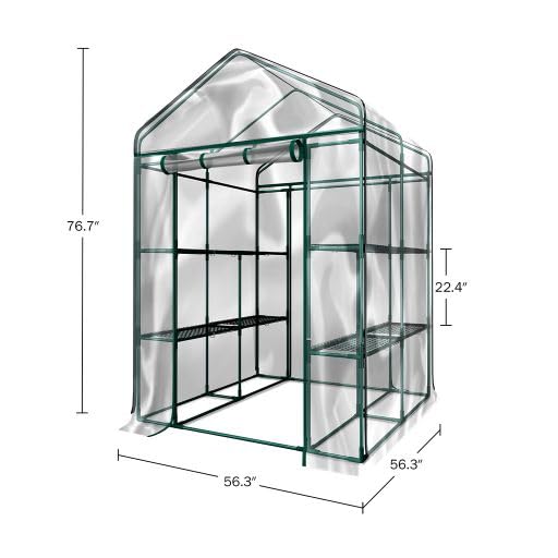 4 Tier Mini Greenhouse with Locking Wheels and PVC Cover I398