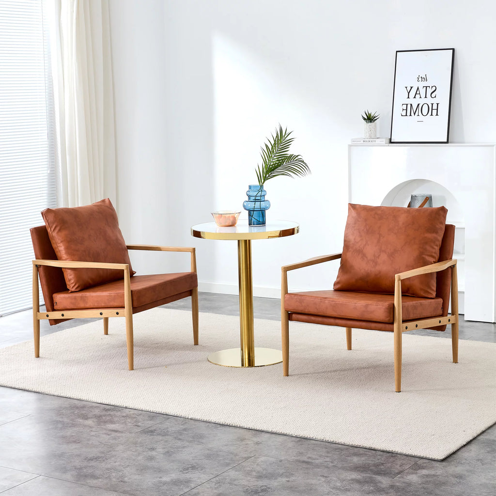 PU Leather Accent Arm Chair with Metal Frame U8905