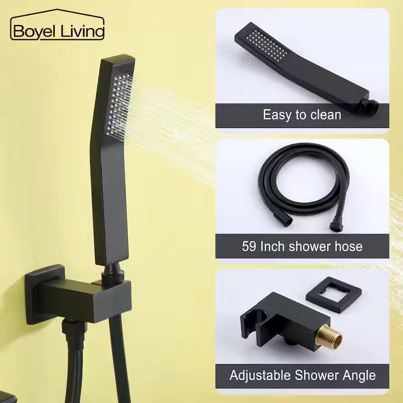 Wall Mount Roman Tub Faucet with Hand Shower Matte Black C6874