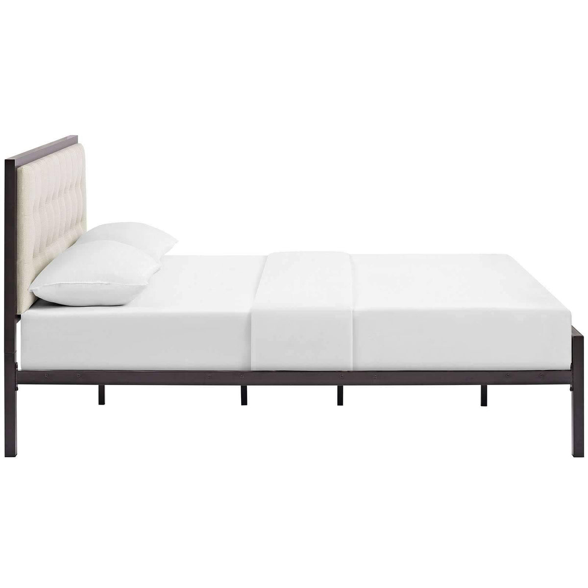 Full Fabric Bed, Brown Gray W5508