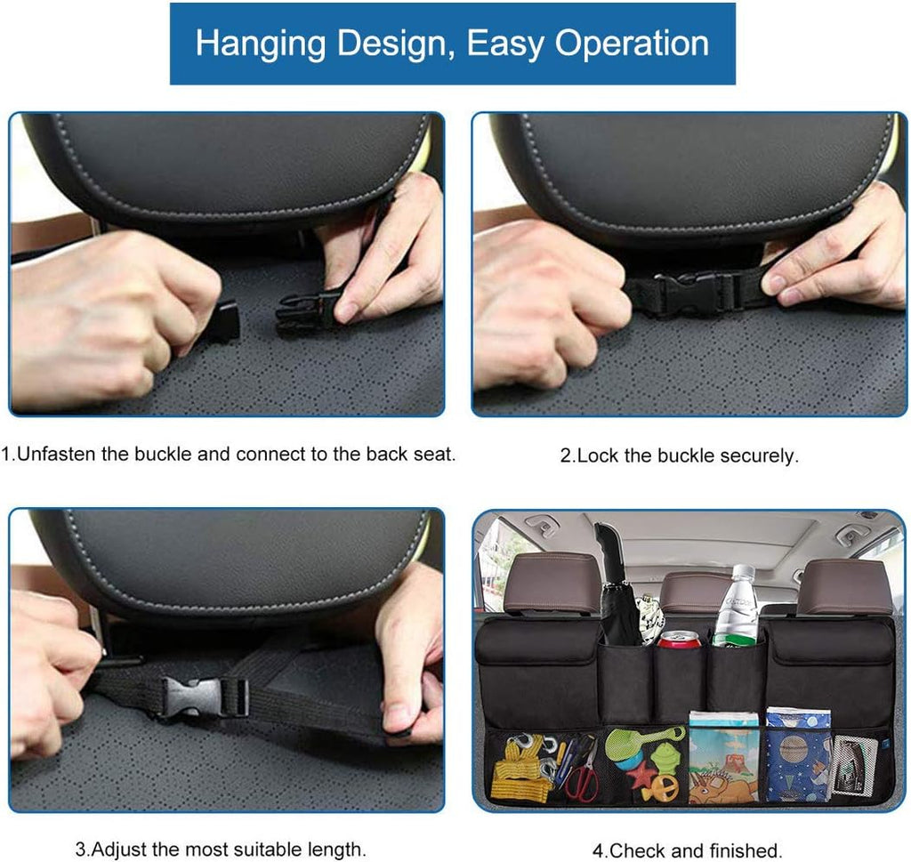 Trunk Organizer Car Storage with 5 Deep Pockets & 4 Pockets Mesh, Pack of 2 M642