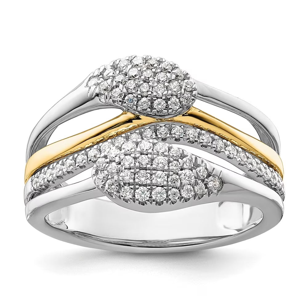 14k White Gold with Yellow Plated Lab Grown Diamond Ring O809