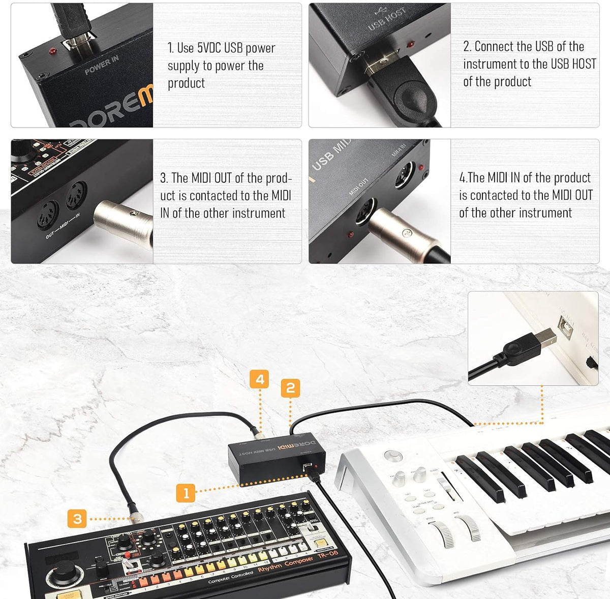USB MIDI Host Box MIDI Converter MIDI Interface U728669