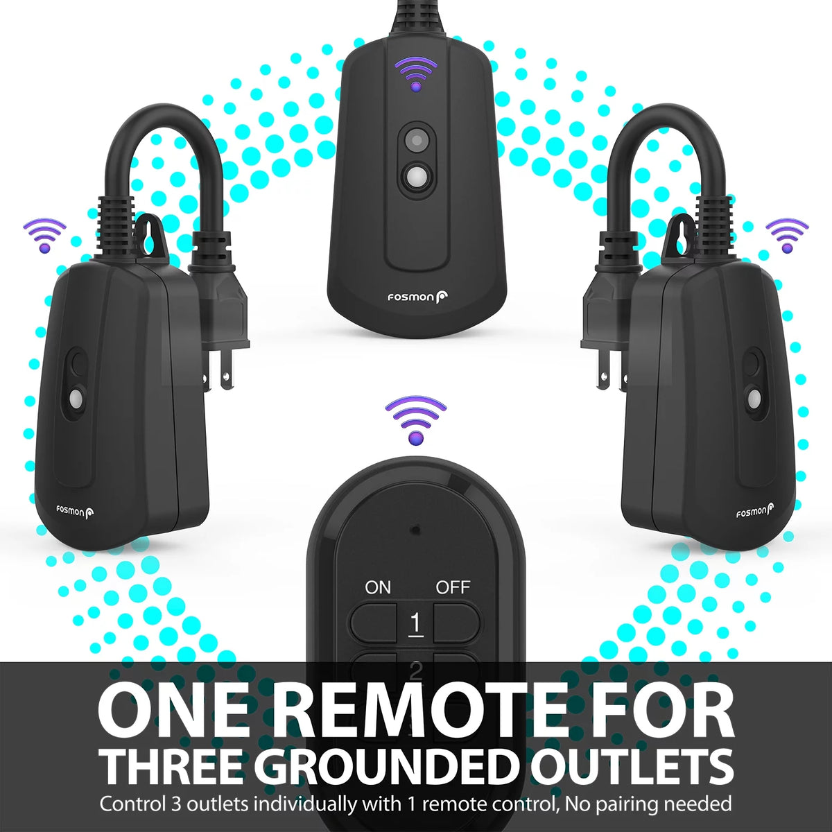 Wireless Remote Control 3-Prong Outlet 3 Receiver 1 Remote W1721