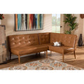 Tan Faux Leather 2-Piece Wood Dining Nook D494
