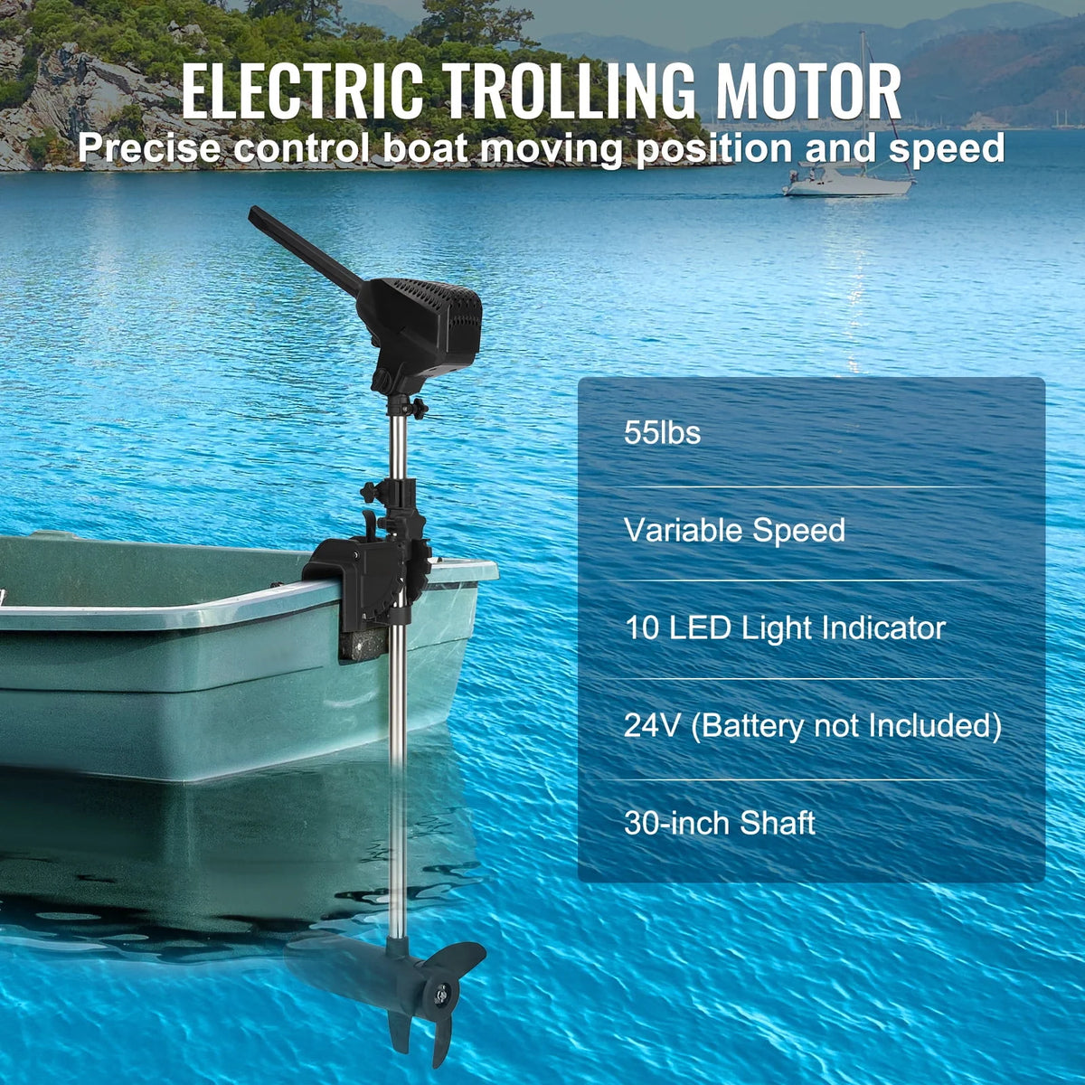 55lb Thrust 24V Electric Trolling Motor N124