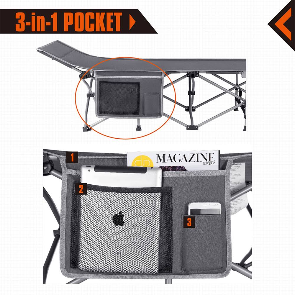 Gray Folding Camping Cot V8907