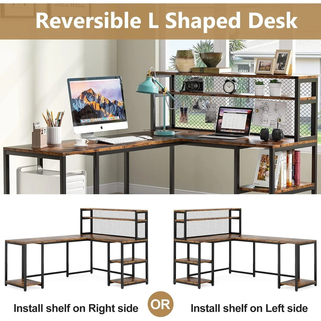 67" Computer Desk with Hutch H895696